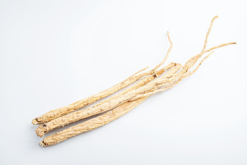 Codonopsis medicinal herbs on white background