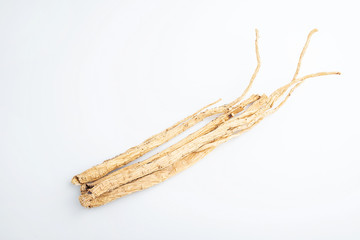 Codonopsis medicinal herbs on white background