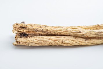 Codonopsis medicinal herbs on white background