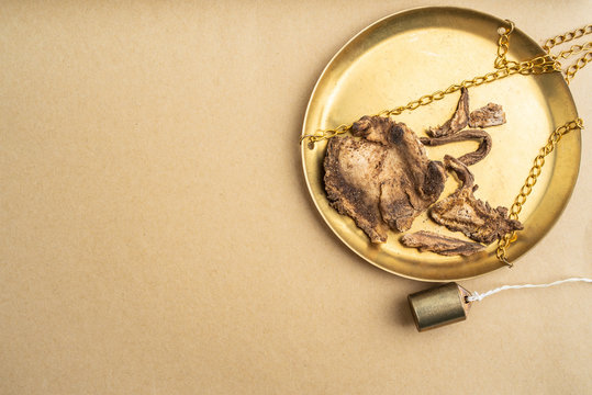 Chinese herbs on yellow paper