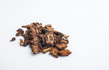 Chinese medicinal herbs on white background