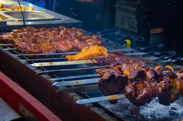 Grilled meat. Grilled fish. Barbecue. Holiday Barbecue. BBQ.