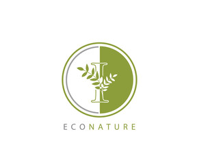 Circle Green I Letter, Eco Nature I Logo Icon Concept