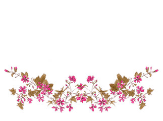 half wreath from drawing blooming pink wild Malva silvestris with copy space © Natalia