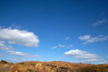 landscape with blue sky and clouds