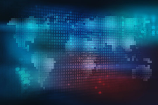 digital world map, innovation concept, global cyberspace technology background