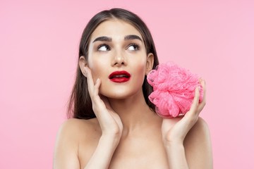 Naklejka premium beautiful woman bare shoulders clean skin