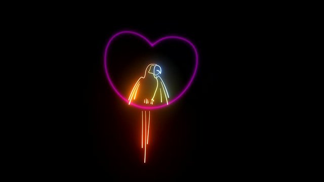 Set of animated images of pets in the style of neon lights.