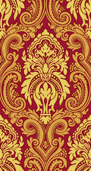 Seamless pattern with golden baroque leaves,seamless patch for scarfs, print, fabric.