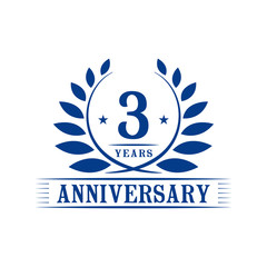 3 years logo design template. Third anniversary vector and illustration.
