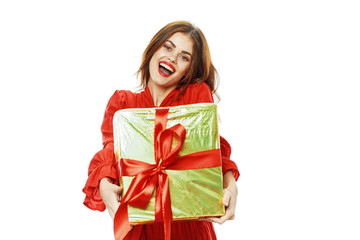 young woman with gift