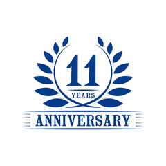 11 years logo design template. Eleventh anniversary vector and illustration.