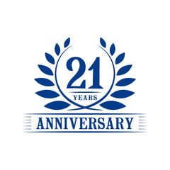 21 years logo design template. Twenty first anniversary vector and illustration.