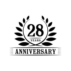 28 years logo design template. Twenty eighth anniversary vector and illustration.