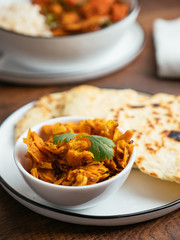 Naan bread and carrot and ginger pickle