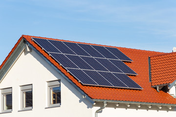 solar panels on a rooftop of a new building