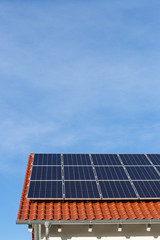 solar panels on a rooftop of a new building