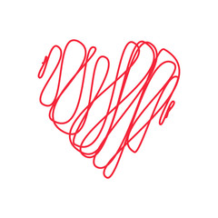 Heart made of thread, rope. Vector illustration.