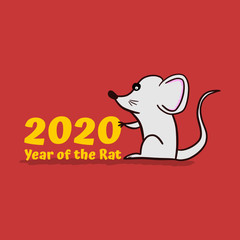 Chinese zodiac sign year of the rat. 2020 Year of the Rat in chinese calendar. Creative banner with a cartoon rat character.