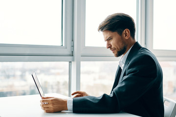 businessman working on laptop in office