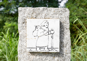 signpost in the Sigeric's Route - Via Francigena (pilgrim route to Rome)