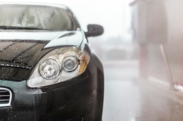 car head lights isolated in car wash
