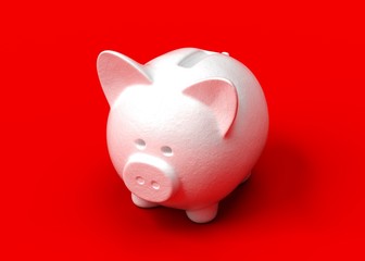 Piggy bank red background 3d rendering