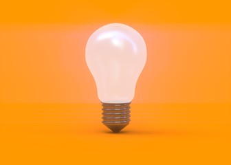 light bulb on yellow background 3d rendering