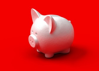 Piggy bank red background 3d rendering