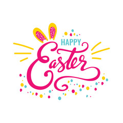 Happy Easter card, Easter banner background template with beautiful colorful eggs. Vector illustration.