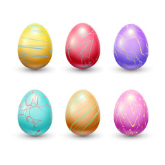Happy Easter card, Easter banner background template with beautiful colorful eggs. Vector illustration.