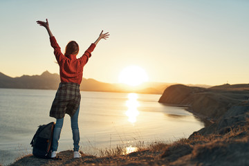 Fototapeta premium man with open arms raised