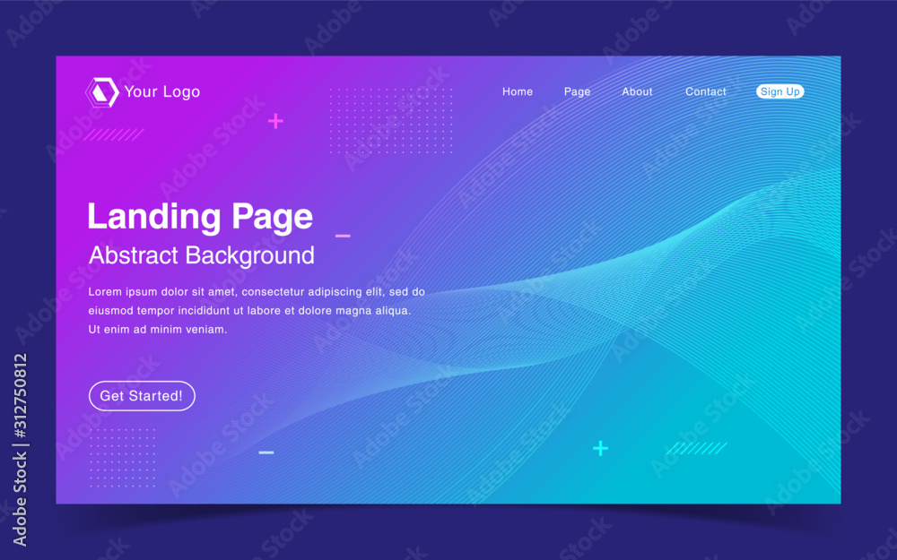 Wall mural website landing page with abstract background
