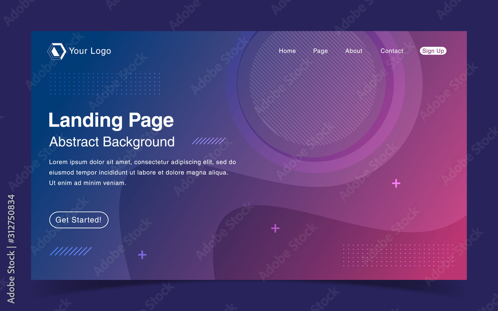 Wall mural website landing page with abstract background