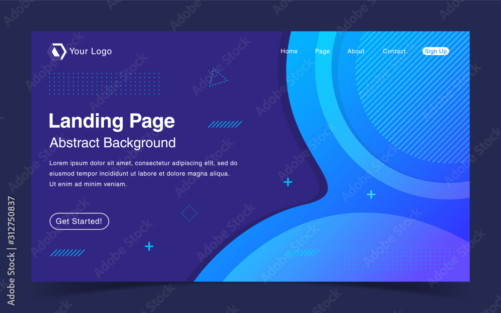 Wall mural website landing page with abstract background