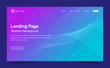 Naklejka premium Website Landing Page With Abstract Background