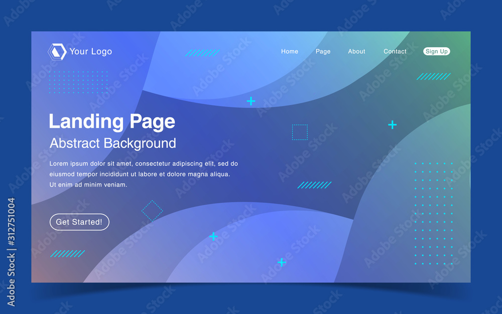 Wall mural website landing page with abstract background