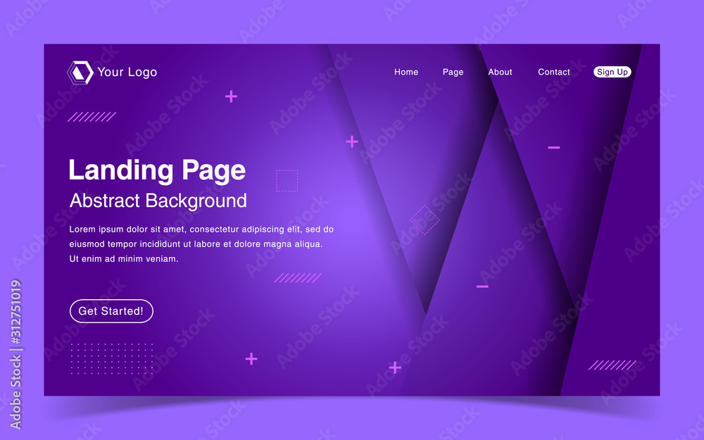 Wall mural website landing page with abstract background