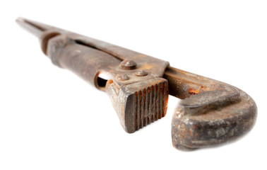 Adjustable wrench isolated on a white
