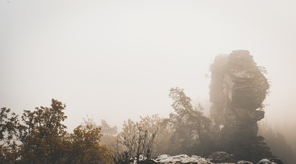 Fels im Nebel