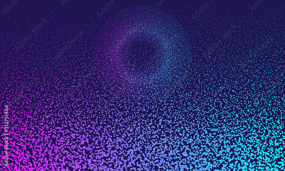 Poster futuristic glowing particles. liquid dynamic flow bubbles