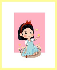 A little girl in a flower field