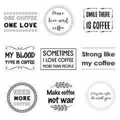 Set of Calligraphy Quotes Sayings for print about coffee