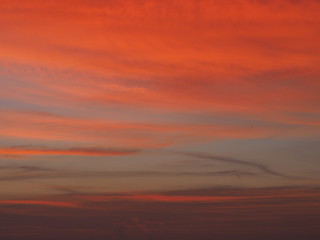 Twilight dusk. Sunset orange sky clouds. Beautiful sky.