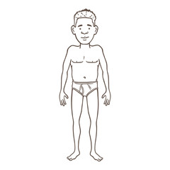 Fototapeta premium Vector Outline Afroamerican Man in Underpants
