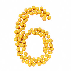 Basketball Font Number 6 3D Rendered on White