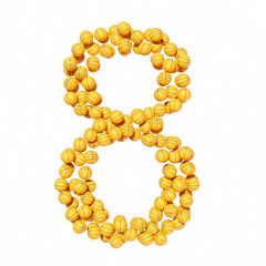 Basketball Font Number 8 3D Rendered on White