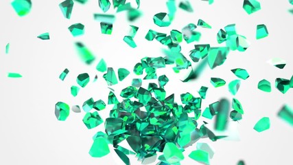 Abstract 3D explosion ball with crystal color object inside. Geometric slow motion realistic exploding sphere with many little diamond or rubin detail pieces. Alpha channel. 4K. - Powered by Adobe