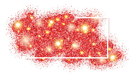 Happy Valentines Day. Red glitter frame background. Vector illustration