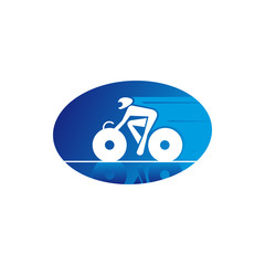 Sportsman on mountain bike isolated icon. Vector cyclist on bicycle, extreme sport racing